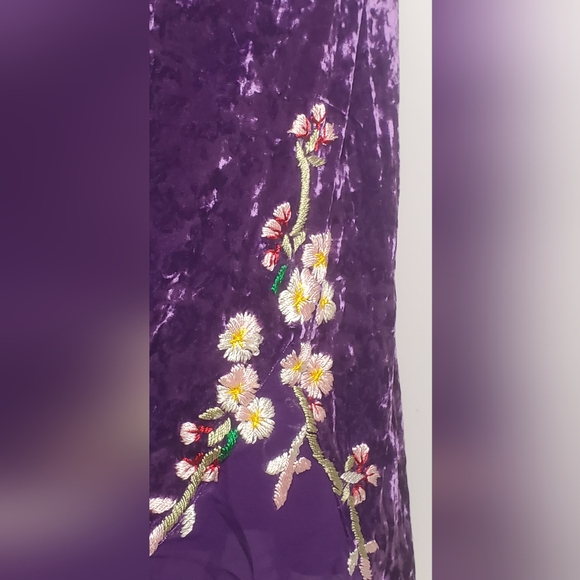 Betsy Johnson Size 4 Elegant Velvet Membroidered And Sheer Hem In Purple Dress - Picture 12 of 13